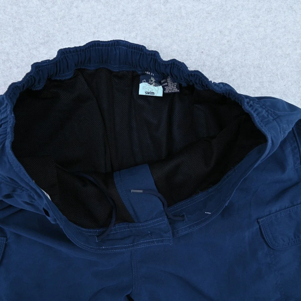 Nat Nast Swim Trunks Mens XL Navy Blue Cargo Pockets Mesh Lined Casual Resort